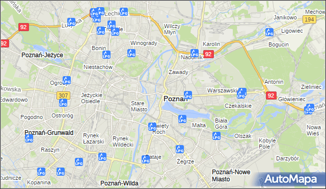 mapa Poznania, Poznań na mapie Targeo