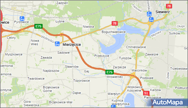 mapa Przeczyce, Przeczyce na mapie Targeo