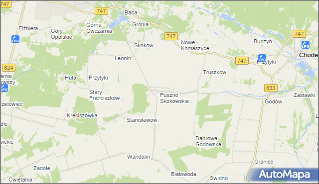 mapa Puszno Skokowskie, Puszno Skokowskie na mapie Targeo