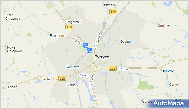 mapa Pyrzyce, Pyrzyce na mapie Targeo