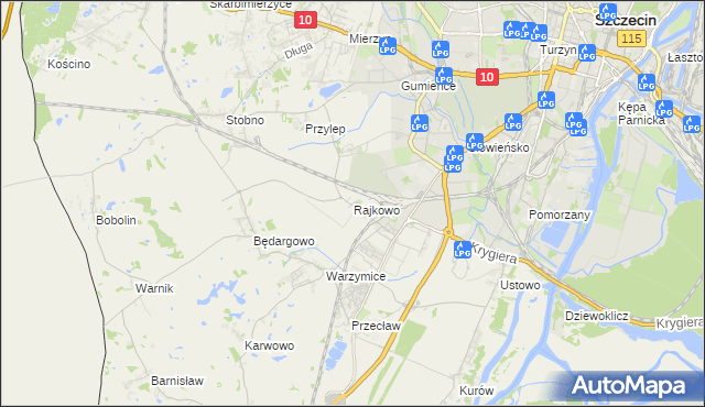 mapa Rajkowo, Rajkowo na mapie Targeo