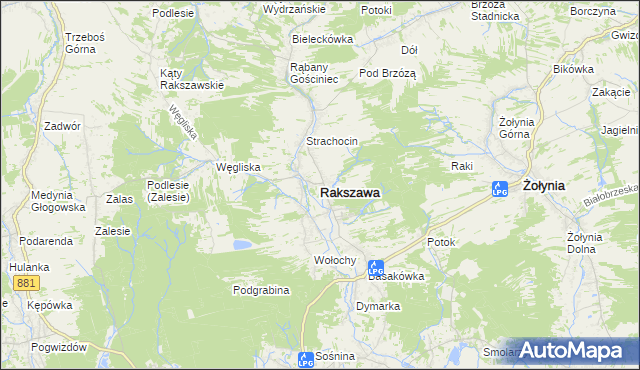 mapa Rakszawa powiat łańcucki, Rakszawa powiat łańcucki na mapie Targeo