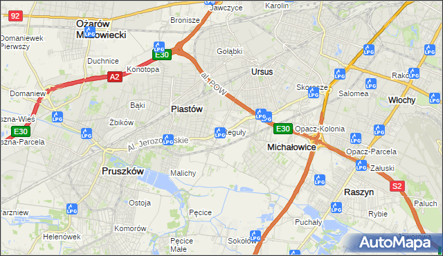 mapa Reguły, Reguły na mapie Targeo