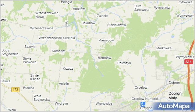 mapa Rembów gmina Łask, Rembów gmina Łask na mapie Targeo