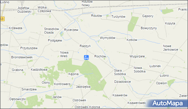 mapa Rochów gmina Grabów, Rochów gmina Grabów na mapie Targeo