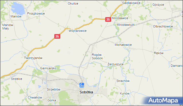 mapa Rogów Sobócki, Rogów Sobócki na mapie Targeo