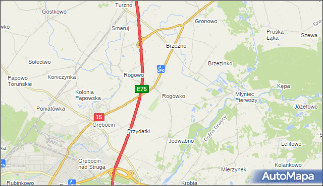 mapa Rogówko gmina Lubicz, Rogówko gmina Lubicz na mapie Targeo