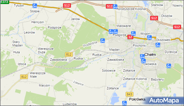 mapa Rudka gmina Chełm, Rudka gmina Chełm na mapie Targeo