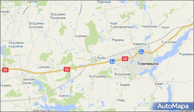 mapa Rudki gmina Trzemeszno, Rudki gmina Trzemeszno na mapie Targeo