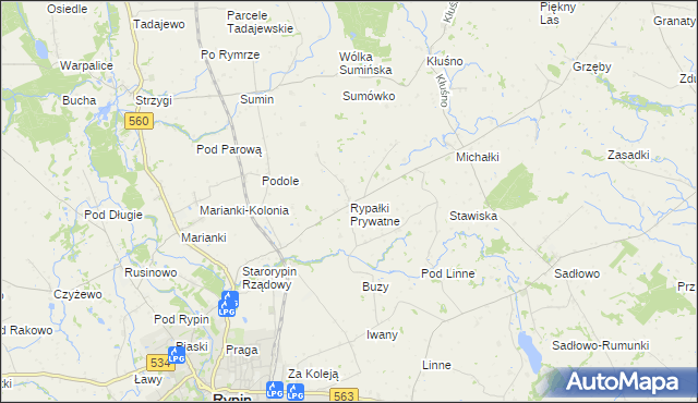 mapa Rypałki Prywatne, Rypałki Prywatne na mapie Targeo