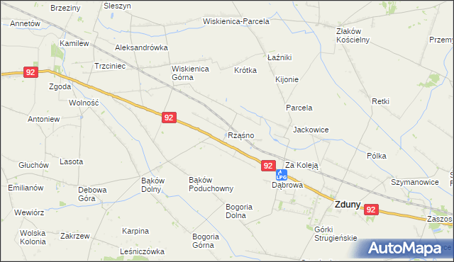 mapa Rząśno, Rząśno na mapie Targeo