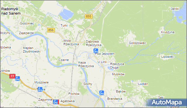 mapa Rzeczyca Okrągła, Rzeczyca Okrągła na mapie Targeo