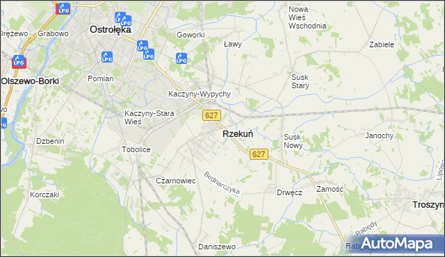 mapa Rzekuń, Rzekuń na mapie Targeo