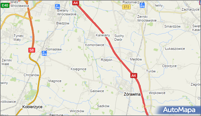 mapa Rzeplin gmina Żórawina, Rzeplin gmina Żórawina na mapie Targeo