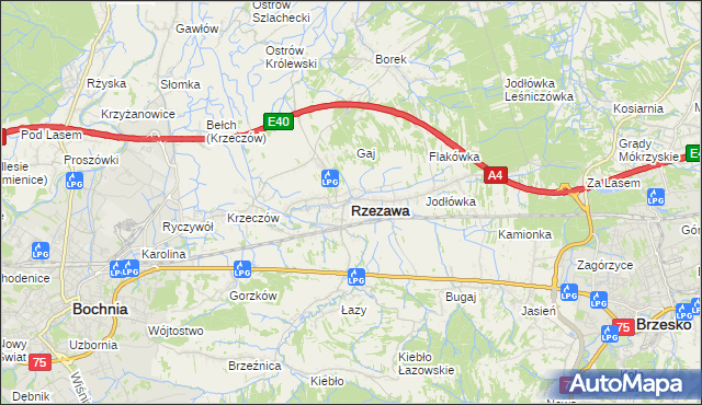 mapa Rzezawa, Rzezawa na mapie Targeo