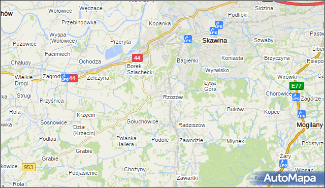 mapa Rzozów, Rzozów na mapie Targeo