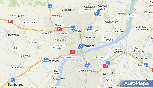 mapa Sandomierza, Sandomierz na mapie Targeo