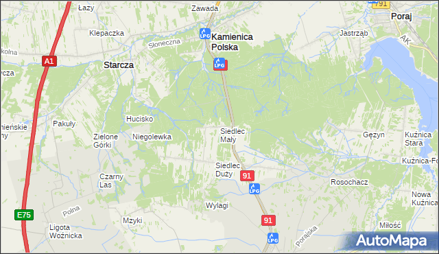 mapa Siedlec Mały, Siedlec Mały na mapie Targeo