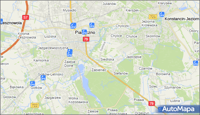 mapa Siedliska gmina Piaseczno, Siedliska gmina Piaseczno na mapie Targeo
