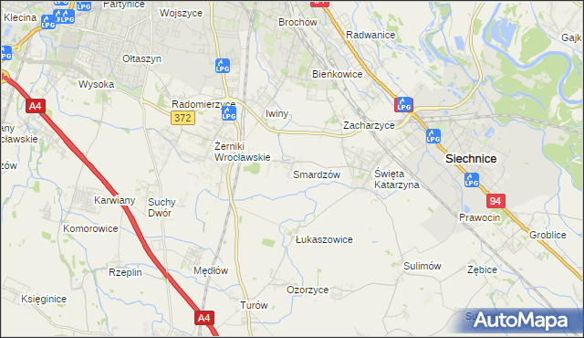 mapa Smardzów gmina Siechnice, Smardzów gmina Siechnice na mapie Targeo