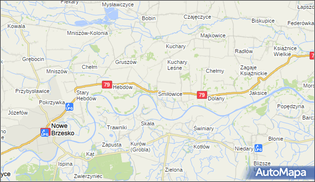 mapa Śmiłowice gmina Nowe Brzesko, Śmiłowice gmina Nowe Brzesko na mapie Targeo