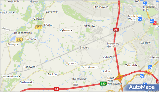 mapa Smolec, Smolec na mapie Targeo