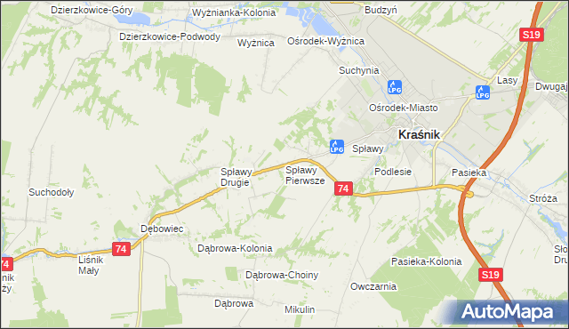 mapa Spławy Pierwsze, Spławy Pierwsze na mapie Targeo