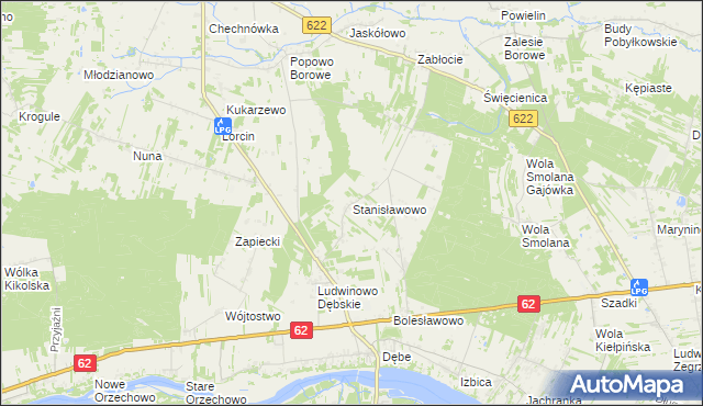 mapa Stanisławowo gmina Serock, Stanisławowo gmina Serock na mapie Targeo