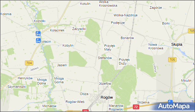 mapa Stefanów gmina Rogów, Stefanów gmina Rogów na mapie Targeo