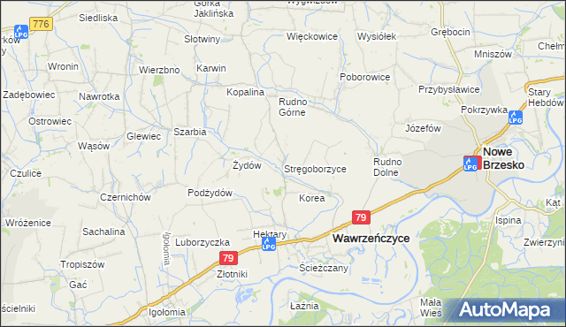 mapa Stręgoborzyce, Stręgoborzyce na mapie Targeo