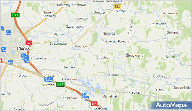 mapa Strubiny gmina Płońsk, Strubiny gmina Płońsk na mapie Targeo