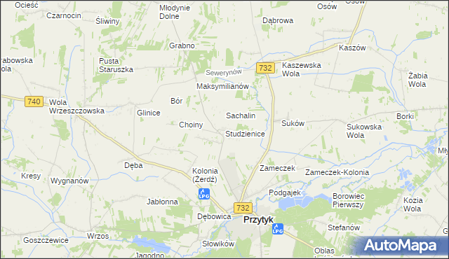 mapa Studzienice gmina Przytyk, Studzienice gmina Przytyk na mapie Targeo