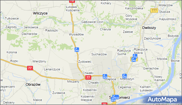 mapa Sucharzów, Sucharzów na mapie Targeo