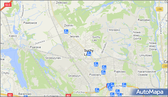 mapa Suchy Las powiat poznański, Suchy Las powiat poznański na mapie Targeo