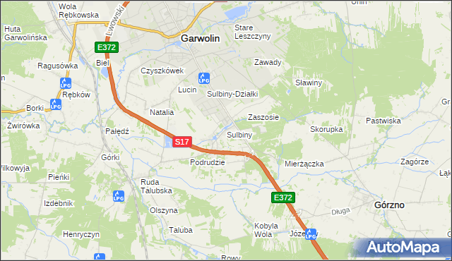 mapa Sulbiny, Sulbiny na mapie Targeo