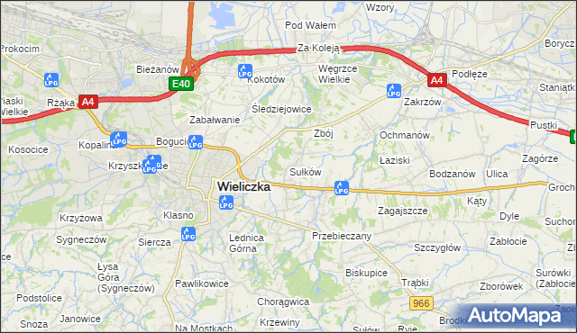 mapa Sułków gmina Wieliczka, Sułków gmina Wieliczka na mapie Targeo