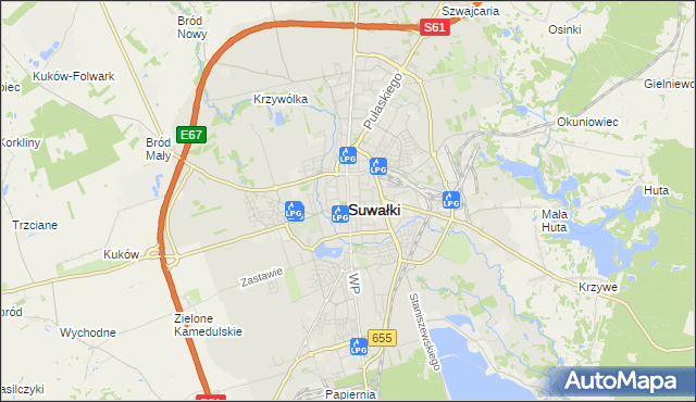 mapa Suwałk, Suwałki na mapie Targeo