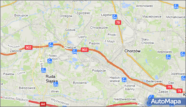 mapa Świętochłowice, Świętochłowice na mapie Targeo