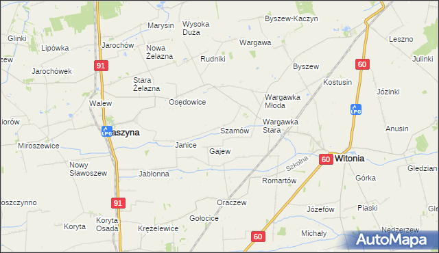 mapa Szamów, Szamów na mapie Targeo