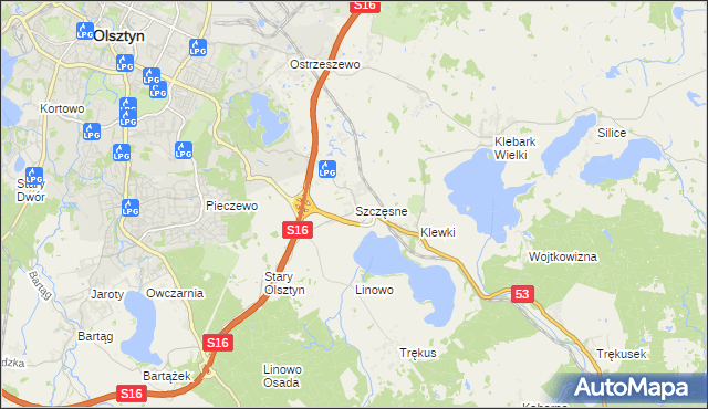 mapa Szczęsne gmina Purda, Szczęsne gmina Purda na mapie Targeo