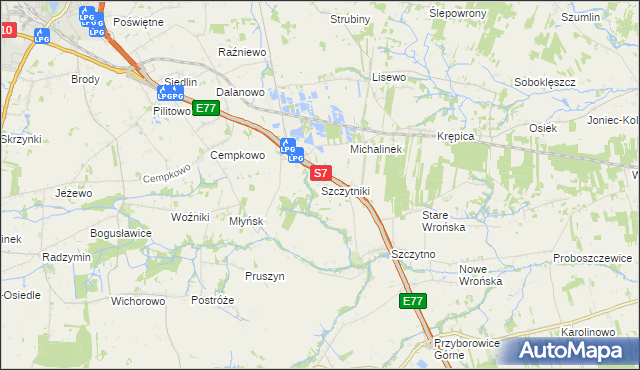 mapa Szczytniki gmina Załuski, Szczytniki gmina Załuski na mapie Targeo