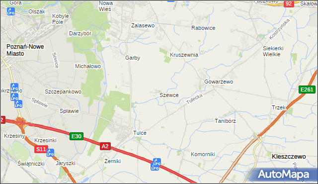 mapa Szewce gmina Kleszczewo, Szewce gmina Kleszczewo na mapie Targeo