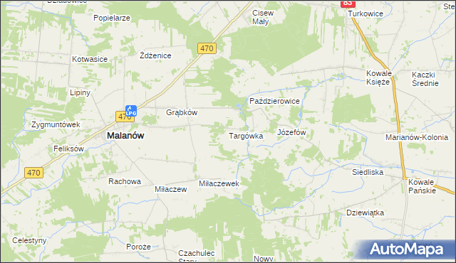 mapa Targówka gmina Malanów, Targówka gmina Malanów na mapie Targeo
