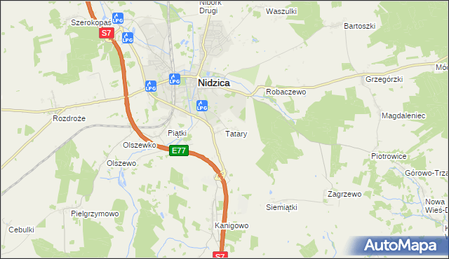 mapa Tatary gmina Nidzica, Tatary gmina Nidzica na mapie Targeo