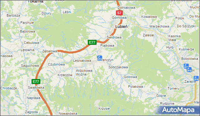 mapa Tenczyn, Tenczyn na mapie Targeo