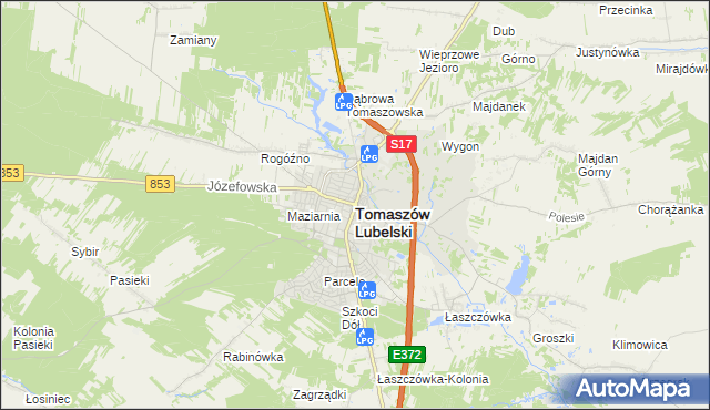 mapa Tomaszów Lubelski, Tomaszów Lubelski na mapie Targeo