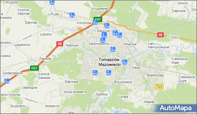 mapa Tomaszów Mazowiecki, Tomaszów Mazowiecki na mapie Targeo