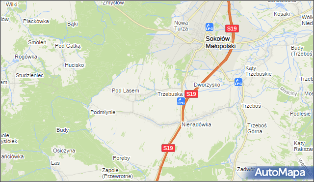 mapa Trzebuska, Trzebuska na mapie Targeo