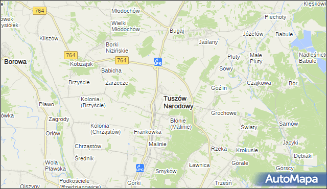 mapa Tuszów Narodowy, Tuszów Narodowy na mapie Targeo
