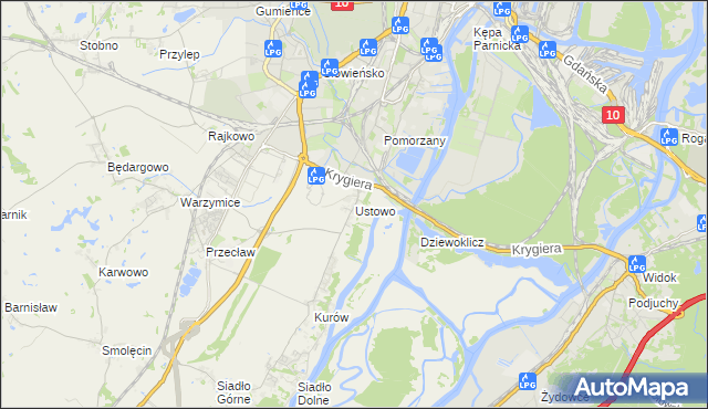 mapa Ustowo, Ustowo na mapie Targeo